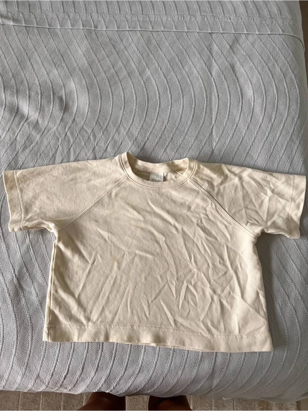 Zara Cream Kids Matching Set - Short Sleeve Top & Wide Leg Pants